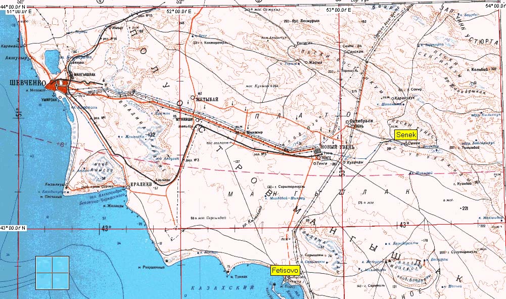 Топографическая карта мангышлака